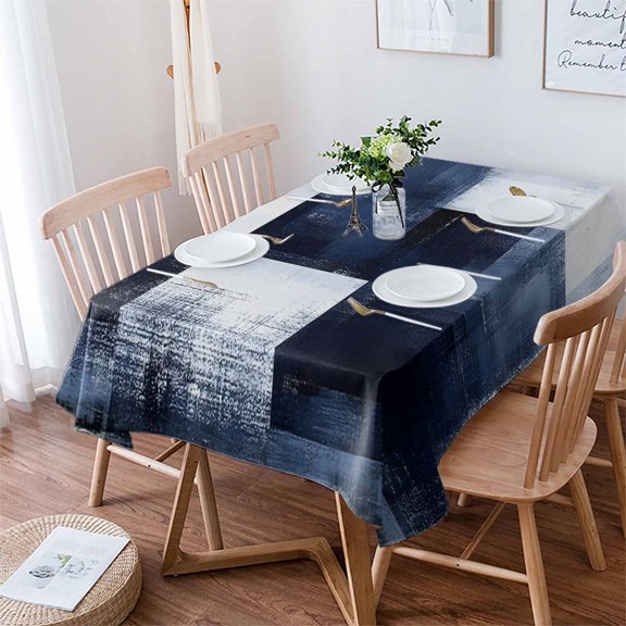 Blue White Tablecloth Rectangle Table Cloth 60x102 , Waterproof Tablecloth Outdoor Table Cloth, Abstract Graffiti Graffiti Art Paint Washable Table Cover for Kitchen Dining Party