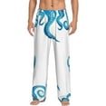 Blue White Tentacles Frame Pajama Pants Sleepwear for Men Elastic