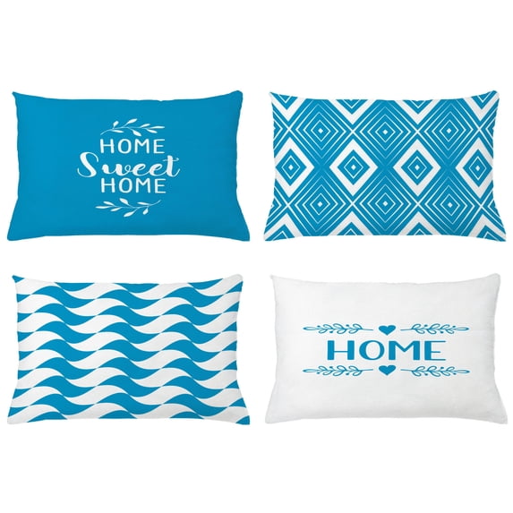 Ambesonne Throw Pillow Cover 4 Pack, , 12"x20", Deep Sky Blue
