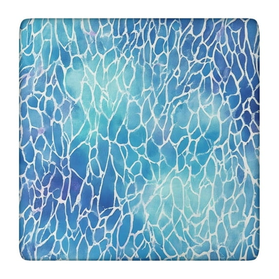 Blue White Tie Dye Cracked Pattern Square Fitted Tablecloth with Elastic Edge,Square Table Cover,Washable Elastic Table Cover for Home Kitchen Party Decor 36"x36"