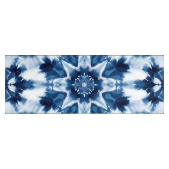 Blue White Tie Dye Mandala Pattern Kitchen Rug Mat,Kitchen Runner Rugs Non Skid Washable,Decorative Kitchen Floor Mats for Kitchen,Sink,Laundry,17"X47"