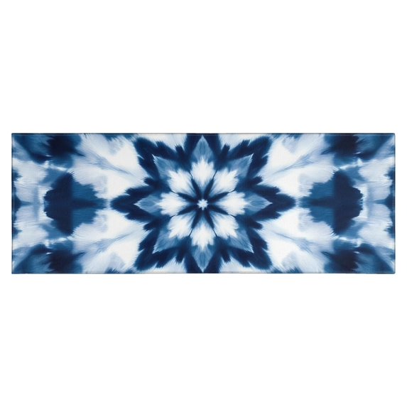 Blue White Tie Dye Mandala Pattern Kitchen Rug Mat,Kitchen Runner Rugs Non Skid Washable,Decorative Kitchen Floor Mats for Kitchen,Sink,Laundry,17"X47"