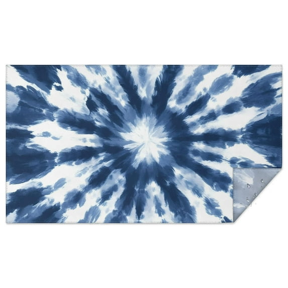 Blue White Tie Dye Mandala Pattern Rectangle Tablecloth 60"x102",Waterproof Polyester Rectangle Table Cloth, Wipeable Spillproof Polyester Tablecloth for Dining, Camping, Indoor and Outdoor