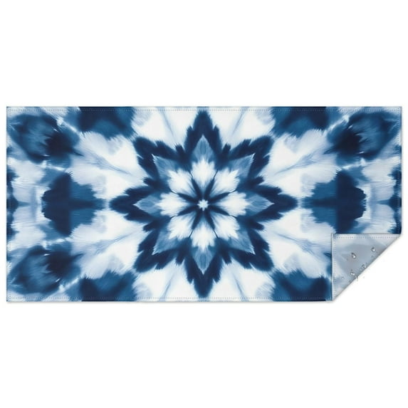Blue White Tie Dye Mandala Pattern Rectangle Tablecloth 60"x120",Waterproof Polyester Rectangle Table Cloth, Wipeable Spillproof Polyester Tablecloth for Dining, Camping, Indoor and Outdoor