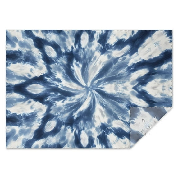 Blue White Tie Dye Mandala Pattern Rectangle Tablecloth 60"x84",Waterproof Polyester Rectangle Table Cloth, Wipeable Spillproof Polyester Tablecloth for Dining, Camping, Indoor and Outdoor