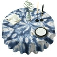 thumbnail image 1 of Blue White Tie Dye Mandala Pattern Round Tablecloth 60"x60",Wrinkle Wipeable Table Cloth for Kitchen Dining Room Picnic Patio Party, 1 of 6