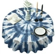 thumbnail image 1 of Blue White Tie Dye Mandala Pattern Round Tablecloth 60"x60",Wrinkle Wipeable Table Cloth for Kitchen Dining Room Picnic Patio Party, 1 of 6