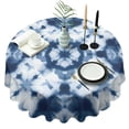 thumbnail image 1 of Blue White Tie Dye Mandala Pattern Round Tablecloth 60"x60",Wrinkle Wipeable Table Cloth for Kitchen Dining Room Picnic Patio Party, 1 of 6