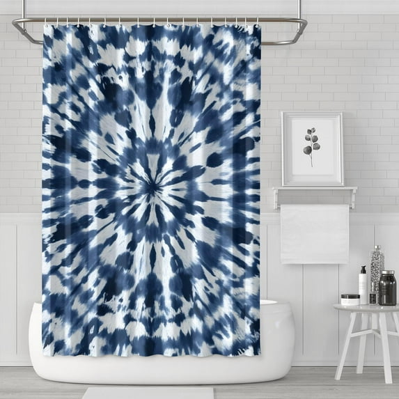 Blue White Tie Dye Mandala Pattern Shower Curtain 72"x72" ,Bathroom Decorative Shower Curtains Set with 12 Hooks,Modern Waterproof Washable Shower Curtain