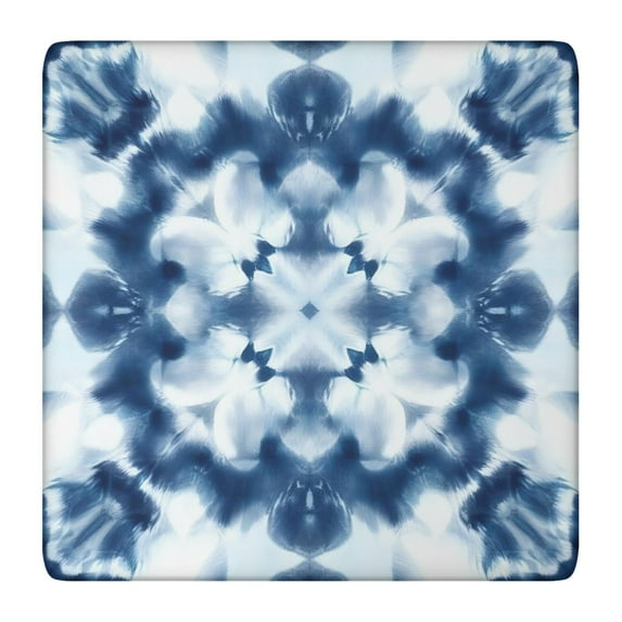 Blue White Tie Dye Mandala Pattern Square Fitted Tablecloth with Elastic Edge,Square Table Cover,Washable Elastic Table Cover for Home Kitchen Party Decor 36"x36"