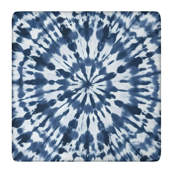 Blue White Tie Dye Mandala Pattern Square Fitted Tablecloth with Elastic Edge,Square Table Cover,Washable Elastic Table Cover for Home Kitchen Party Decor 36"x36"