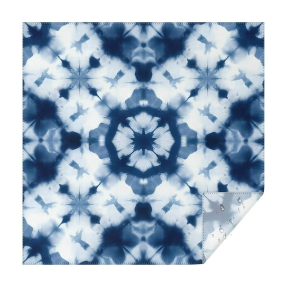 Blue White Tie Dye Mandala Pattern Square Tablecloth,Waterproof Square Table Cover,Wipeable Spillproof Washable Table Cover for Home Kitchen Party Decor 60"x60"(152x152cm)