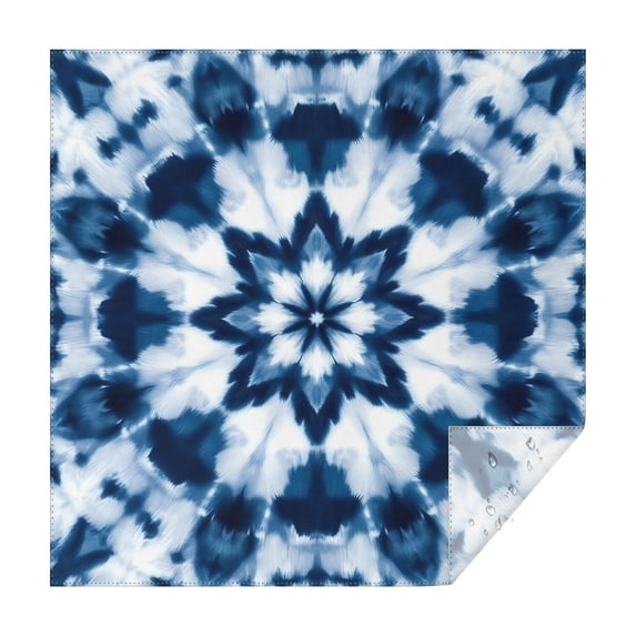 Blue White Tie Dye Mandala Pattern Square Tablecloth,Waterproof Square Table Cover,Wipeable Spillproof Washable Table Cover for Home Kitchen Party Decor 42"X42"(107x107cm)