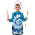 thumbnail image 1 of Blue White Tie Dye Spiral Pattern Kids Aprons for Girls and Boys,Adjustable Neck Strap Toddler Aprons for Kids Cooking Baking, 1 of 6