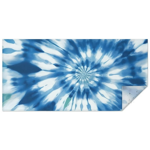 Blue White Tie Dye Spiral Pattern Rectangle Tablecloth 60"x120",Waterproof Polyester Rectangle Table Cloth, Wipeable Spillproof Polyester Tablecloth for Dining, Camping, Indoor and Outdoor
