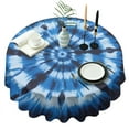 thumbnail image 1 of Blue White Tie Dye Spiral Pattern Round Tablecloth 60"x60",Wrinkle Wipeable Table Cloth for Kitchen Dining Room Picnic Patio Party, 1 of 6