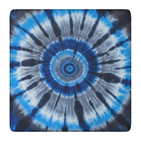 Blue White Tie Dye Spiral Pattern Square Fitted Tablecloth with Elastic Edge,Square Table Cover,Washable Elastic Table Cover for Home Kitchen Party Decor 36"x36"