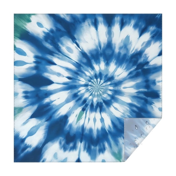 Blue White Tie Dye Spiral Pattern Square Tablecloth,Waterproof Square Table Cover,Wipeable Spillproof Washable Table Cover for Home Kitchen Party Decor 42"X42"(107x107cm)