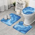 thumbnail image 1 of Blue White Tie Dye Swirl Pattern Bathroom Rugs Sets 3 Piece,Toilet Cover Set,Absorbent Non Slip Bathroom Mats Sets with U-Shaped Contour Rug Toilet Rug Set, 1 of 5
