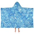 thumbnail image 1 of Blue White Tie Dye Swirl Pattern Hooded Bath Towel，50"x30" for Ages 3 To 12 Kids, Quick Dry Lightweight Soft Microfiber Hood Beach Towel Cover Up for Kids, 1 of 7