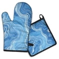 thumbnail image 1 of Blue White Tie Dye Swirl Pattern Kitchen Oven Mitt and Pot Holder Sets 2 Pcs for Baking, Cooking and Grilling, Heat Resistant Up To 392 °F, 1 of 7