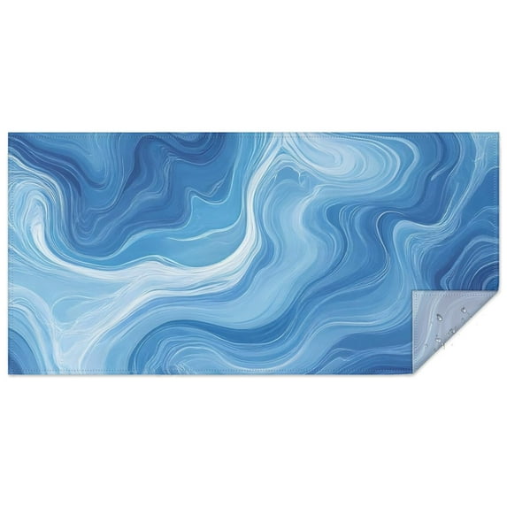Blue White Tie Dye Swirl Pattern Rectangle Tablecloth 60"x120",Waterproof Polyester Rectangle Table Cloth, Wipeable Spillproof Polyester Tablecloth for Dining, Camping, Indoor and Outdoor