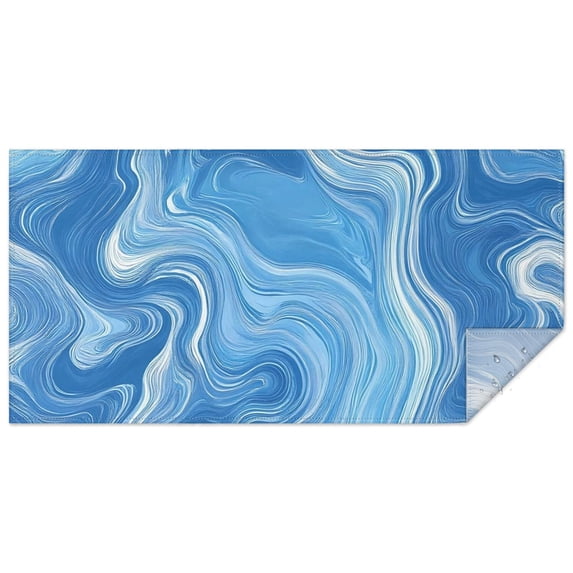 Blue White Tie Dye Swirl Pattern Rectangle Tablecloth 60"x120",Waterproof Polyester Rectangle Table Cloth, Wipeable Spillproof Polyester Tablecloth for Dining, Camping, Indoor and Outdoor