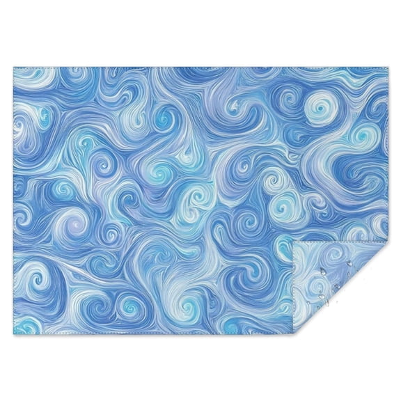 Blue White Tie Dye Swirl Pattern Rectangle Tablecloth 60"x84",Waterproof Polyester Rectangle Table Cloth, Wipeable Spillproof Polyester Tablecloth for Dining, Camping, Indoor and Outdoor
