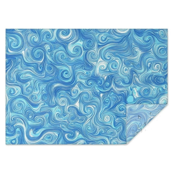 Blue White Tie Dye Swirl Pattern Rectangle Tablecloth 60"x84",Waterproof Polyester Rectangle Table Cloth, Wipeable Spillproof Polyester Tablecloth for Dining, Camping, Indoor and Outdoor