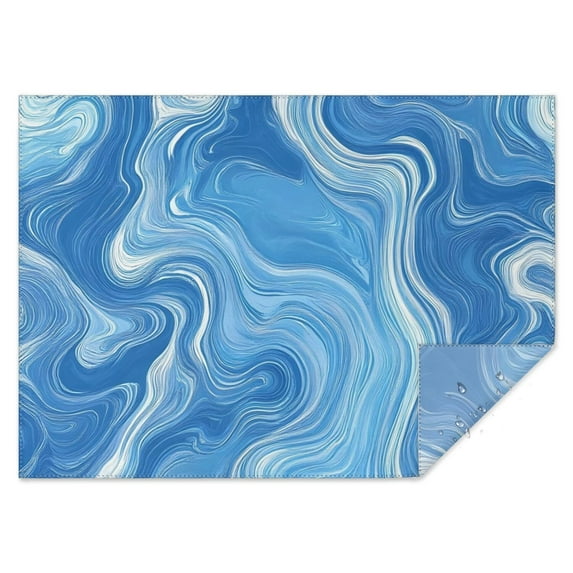 Blue White Tie Dye Swirl Pattern Rectangle Tablecloth 60"x84",Waterproof Polyester Rectangle Table Cloth, Wipeable Spillproof Polyester Tablecloth for Dining, Camping, Indoor and Outdoor