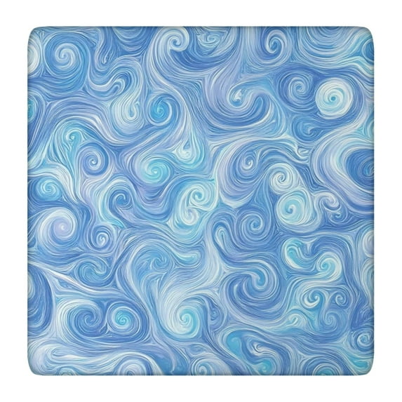 Blue White Tie Dye Swirl Pattern Square Fitted Tablecloth with Elastic Edge,Square Table Cover,Washable Elastic Table Cover for Home Kitchen Party Decor 36"x36"