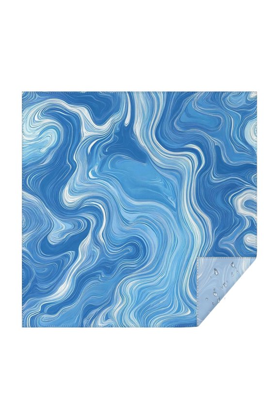 Blue White Tie Dye Swirl Pattern Square Tablecloth,Waterproof Square Table Cover,Wipeable Spillproof Washable Table Cover for Home Kitchen Party Decor 42"X42"(107x107cm)
