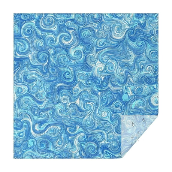 Blue White Tie Dye Swirl Pattern Square Tablecloth,Waterproof Square Table Cover,Wipeable Spillproof Washable Table Cover for Home Kitchen Party Decor 42"X42"(107x107cm)