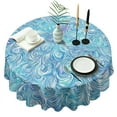 thumbnail image 1 of Blue White Tie Dye Wave Pattern Round Tablecloth 60"x60",Wrinkle Wipeable Table Cloth for Kitchen Dining Room Picnic Patio Party, 1 of 6