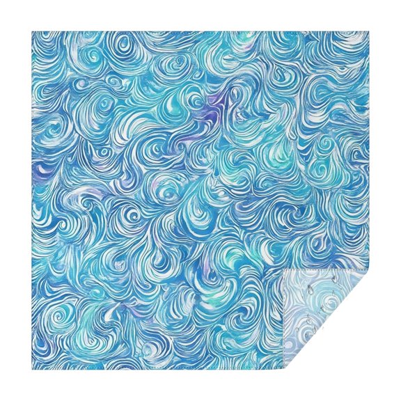 Blue White Tie Dye Wave Pattern Square Tablecloth,Waterproof Square Table Cover,Wipeable Spillproof Washable Table Cover for Home Kitchen Party Decor 42"X42"(107x107cm)