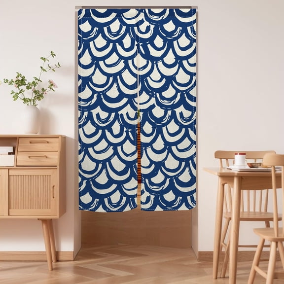 Blue White Wave Noren Japanese Style Doorway Curtains Window Treatment Door for Privacy Partition Divider Kitchen Home Decorations 28.3"x39.3"