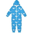 thumbnail image 1 of Blue White Whales Pattern One Piece Pajamas Soft Jumpsuit Cozy Sleep and Play Romper Zipper and Pockets 5T-6T, 1 of 8