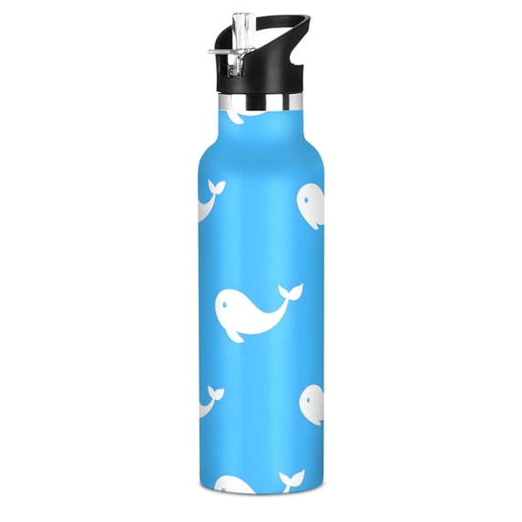 Blue White Whales Pattern Sport Water Bottle for Kids Insulated with ...