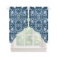 thumbnail image 1 of Blue White White Flowers Swag Valances for Windows, Rustic Vintage Botanical Leaves Rod Pocket Sheer Valances for Windows, Swag Toppers Light Filtering for Kitchen Living Room 2 Panels 36''x45'', 1 of 6