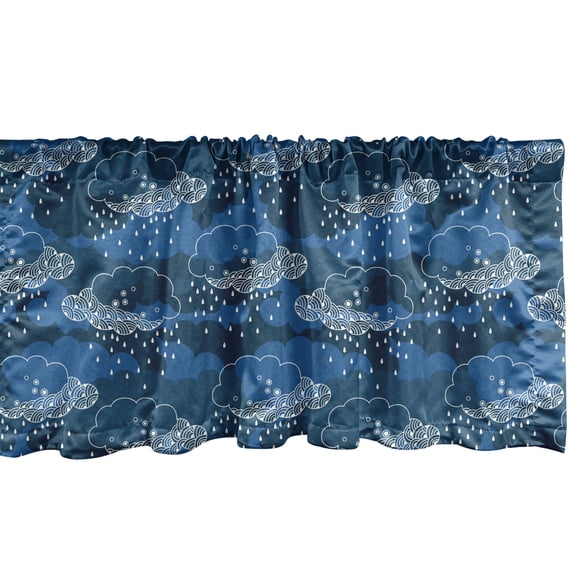 Ambesonne Blue and White Valance Pack of 2, Rain Clouds Art, 54"X12", Blue Dark Blue