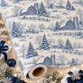 Blue White Winter Toile Wrapping Paper, Farmhouse Barn and Silo Gift ...