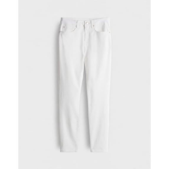 Blue White Women's High Waisted Slim Fit Jeans, White, Size XS