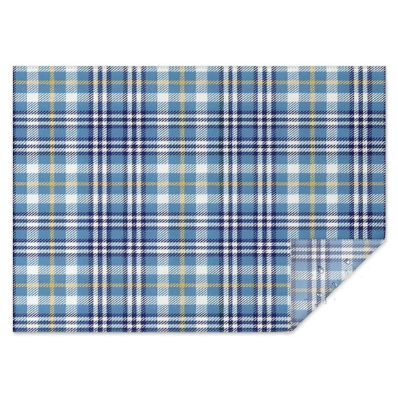 Blue White and Yellow Checkered Pattern Rectangle Tablecloth 60"x84",Waterproof Polyester Rectangle Table Cloth, Wipeable Spillproof Polyester Tablecloth for Dining, Camping, Indoor and Outdoor