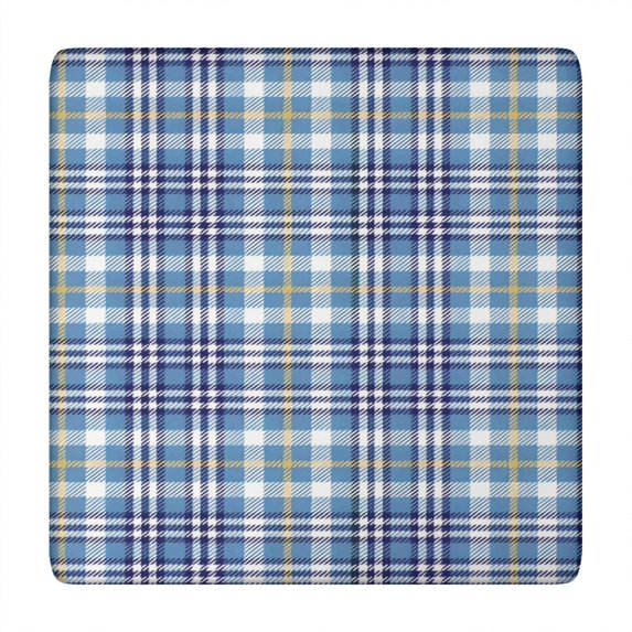 Blue White and Yellow Checkered Pattern Square Fitted Tablecloth with Elastic Edge,Square Table Cover,Washable Elastic Table Cover for Home Kitchen Party Decor 34"x34"