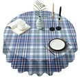 thumbnail image 1 of Blue White and Yellow Checkered Pattern Round Tablecloth 60"x60",Wrinkle Wipeable Table Cloth for Kitchen Dining Room Picnic Patio Party, 1 of 6
