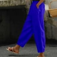 thumbnail image 1 of Blue Wide Leg Sweatpants Women's Pocket Cotton Linen Fashion Solid Color Pants Slim Casual Long Pants Fashion Clothing, 1 of 5
