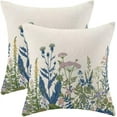 thumbnail image 1 of Blue Wildflower Pillow Covers 20 X 20 Inch Set of 2, Floral Farmhouse Outdoor Decorative Throw Pillow Covers Plant Outdoor Pillows for Couch Home Sofa Living Room, 1 of 6