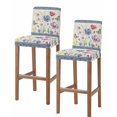 thumbnail image 1 of Blue Wildflowers Bar Stool Covers Set of 2, Farmhouse Country Spring Butterfly Floral Stretch Bar Chair Covers with Backs, Removable Pub Counter Height Chair Cover for Kitchen Dining Room Cafe, 1 of 7