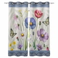 thumbnail image 1 of Blue Wildflowers Blackout Curtains for Bedroom, Farmhouse Country Spring Butterfly Floral Thermal Insulated Kitchen Drapes with Grommets, Light Blocking Window Treatment, 2 Panels 42" x 63", 1 of 7
