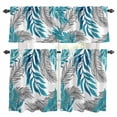 thumbnail image 1 of Blue Willow Leaf Kitchen Curtains and Valances Set, Abstract Art Leaves Botanical Lines Farmhouse Rod Pocket Window Valance Window Curtain Panels for Living Room Bedroom Laundry, 27.5x24in, 3 Pieces, 1 of 9